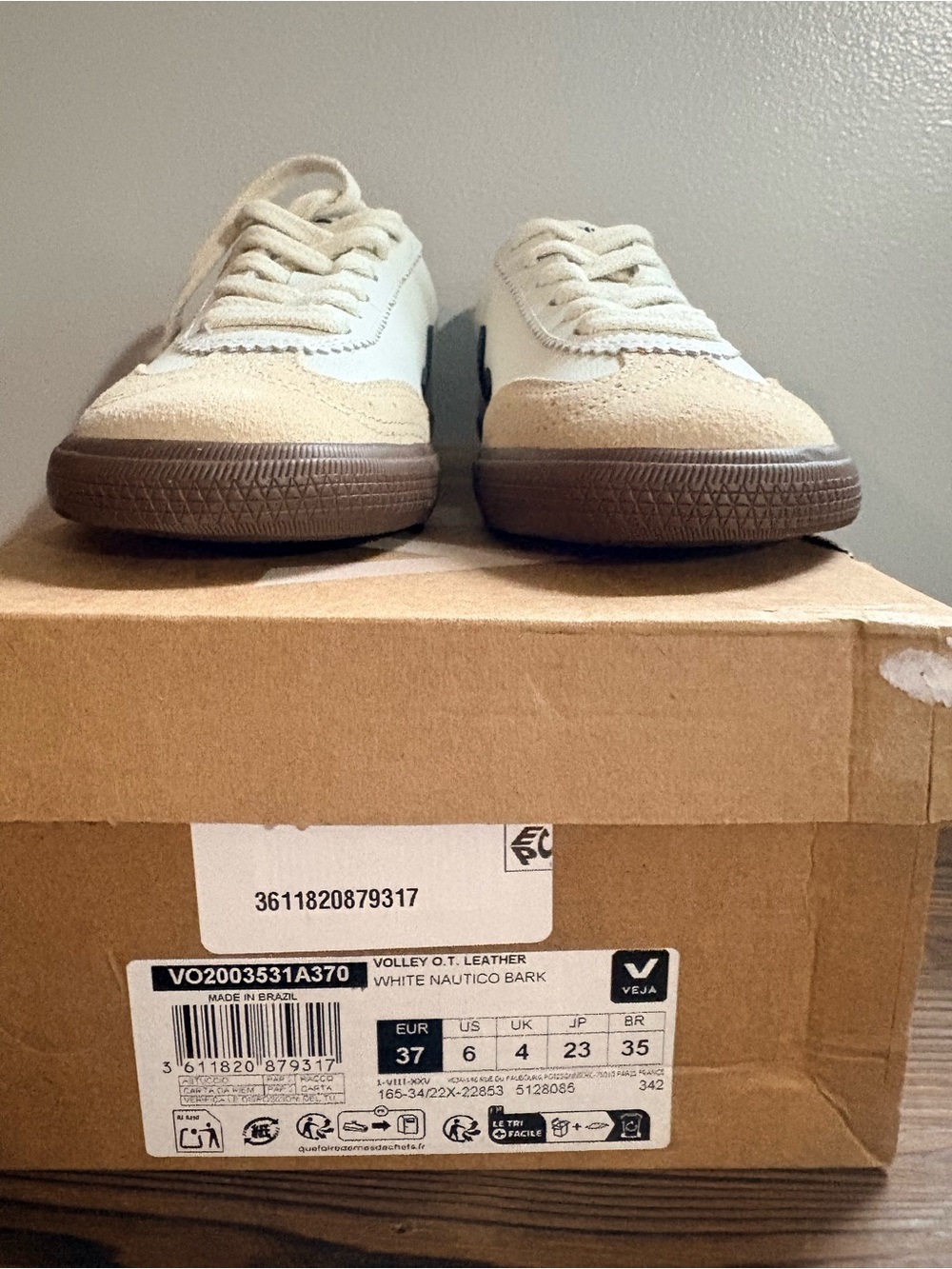 VEJA Volley leather sneakers | color: white náutico bark | size: 6 - Picture 5 of 8